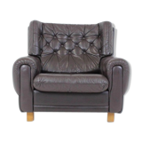 Armchair brown leather of Výber Republic Czech 1970 s