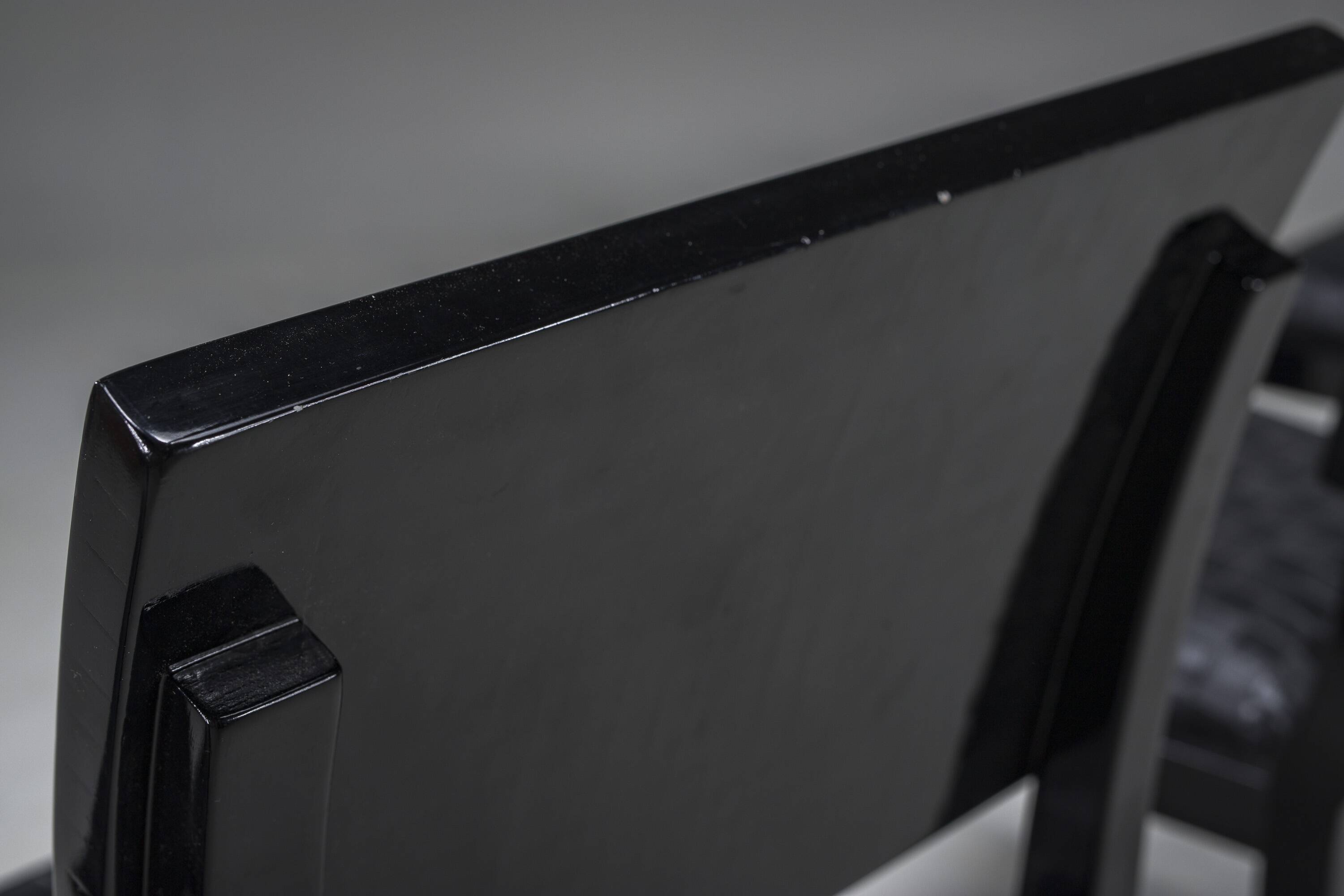 Art Deco French Walnut & Burl Dining Set, 1930s, Set of 7