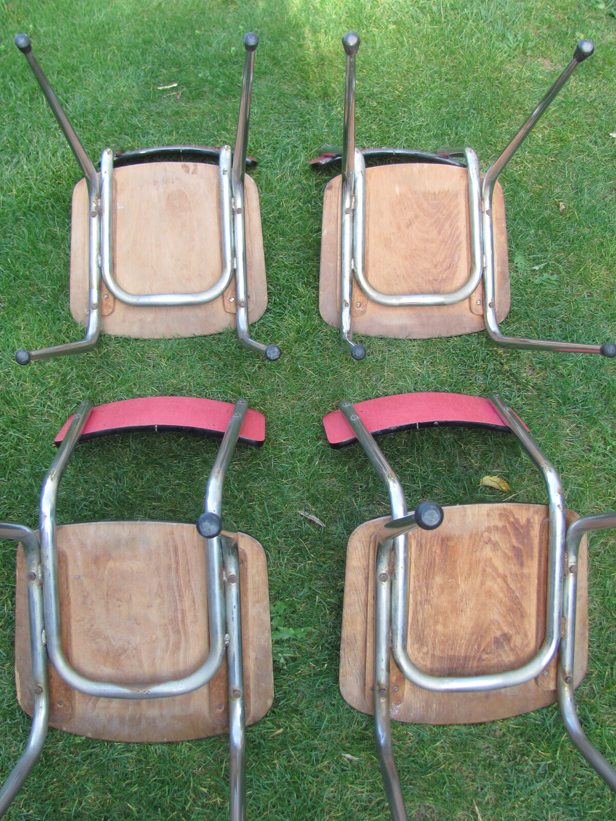 Set 4 chairs red formica
