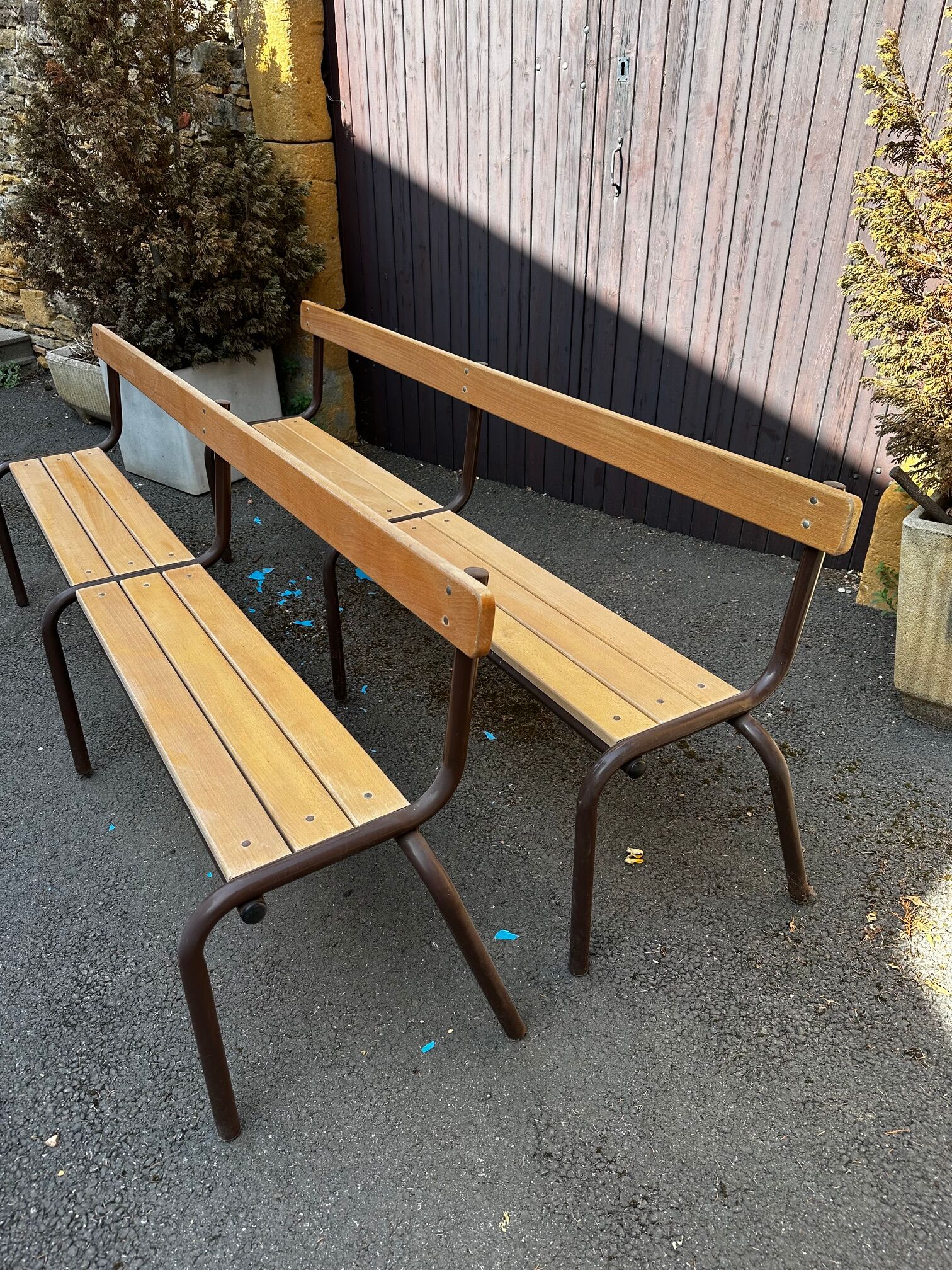Pair of school benches