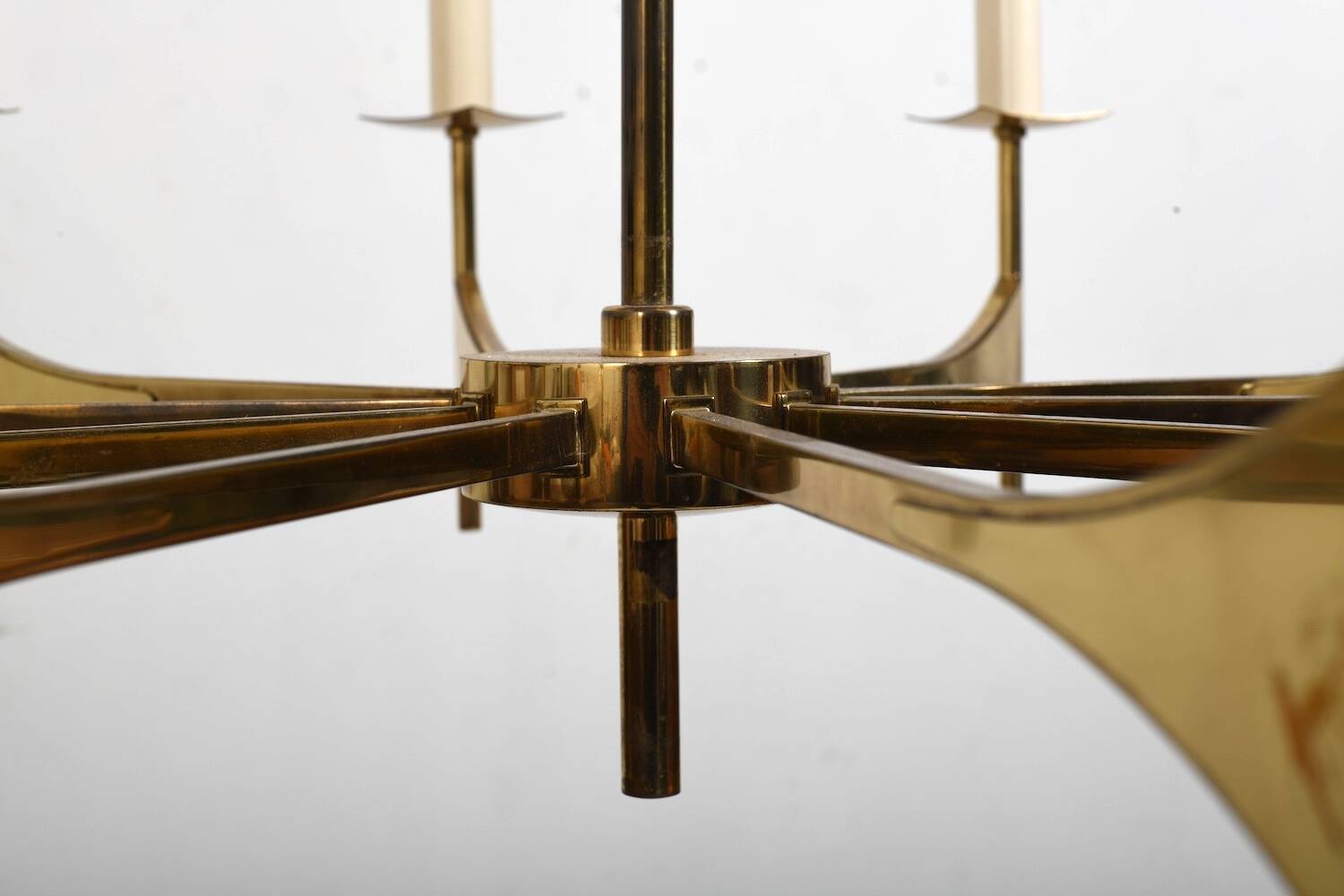 High Quality Ten Armed Brass Chandelier 1960s.