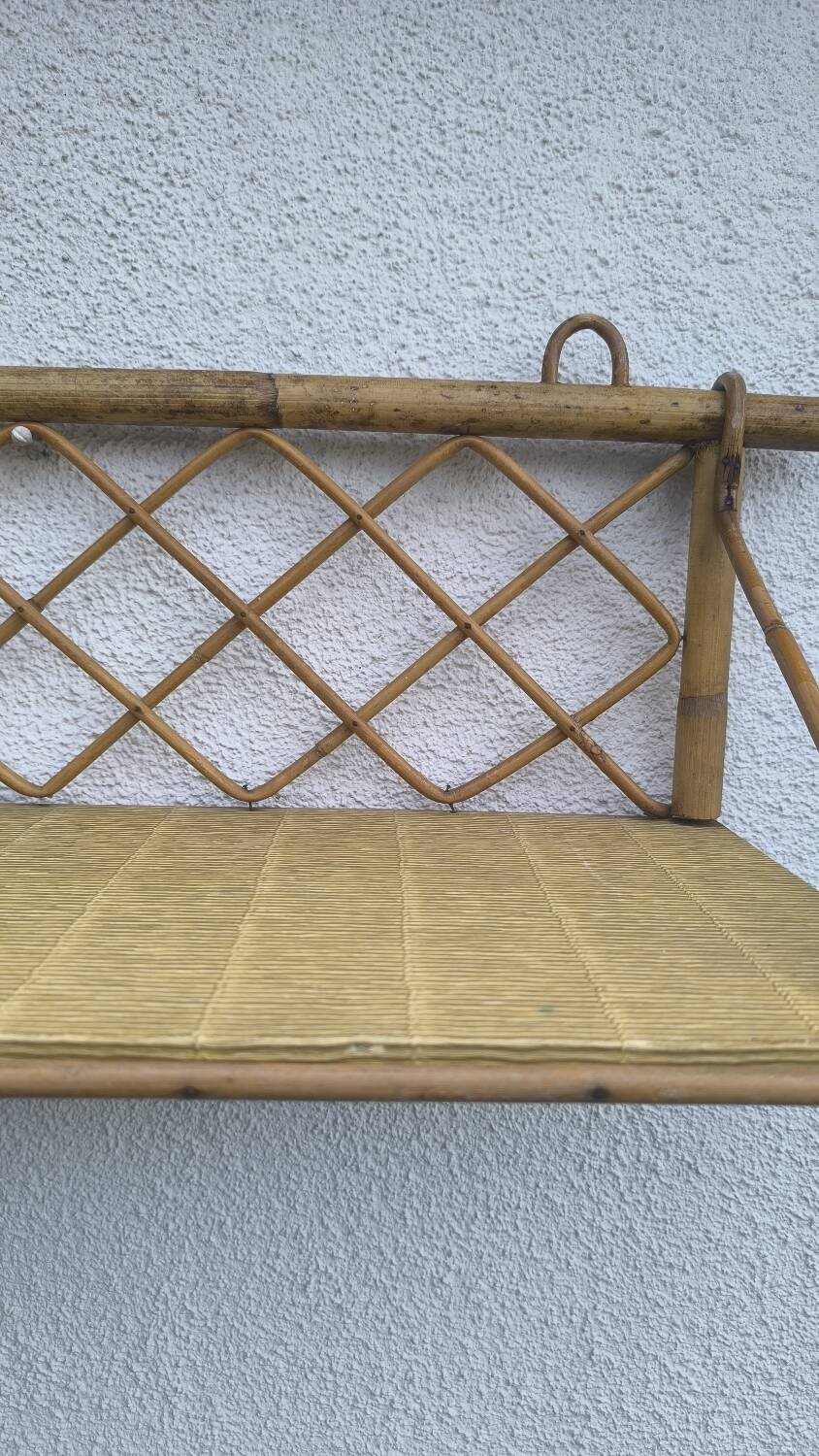 Vintage rattan wall shelf
