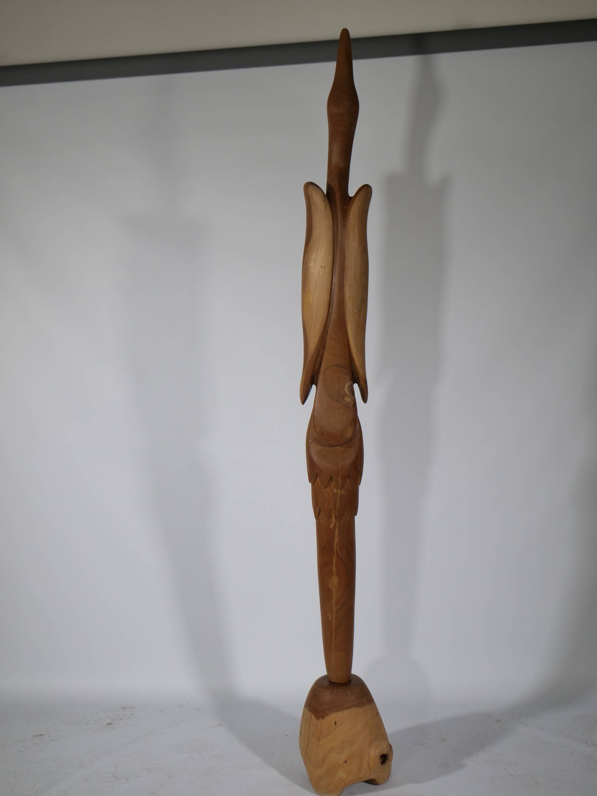 XXL Solid Teak Crane Sculpture - 1960s Design, Mid-Century Art