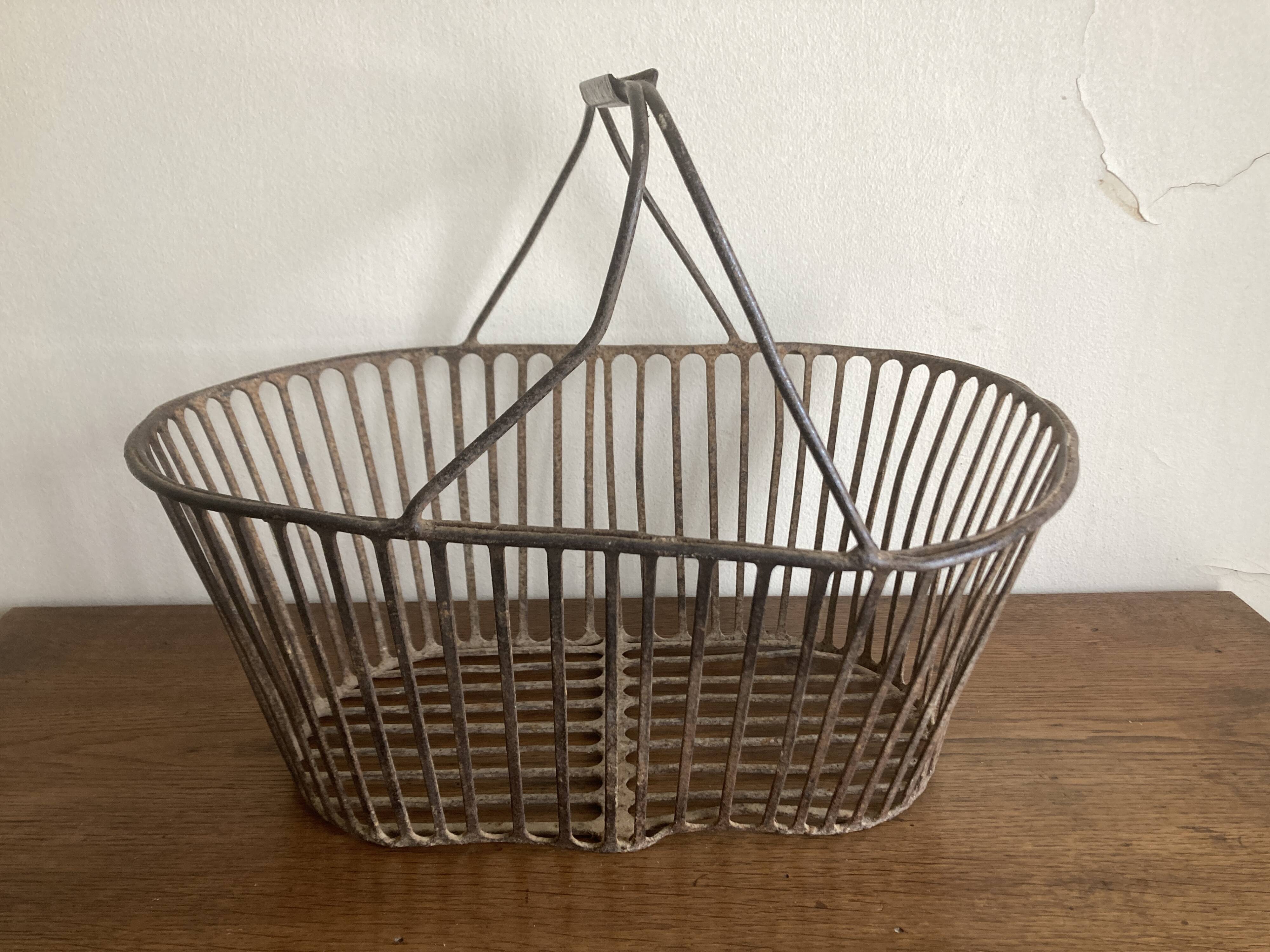 Country wrought iron harvest basket 1930