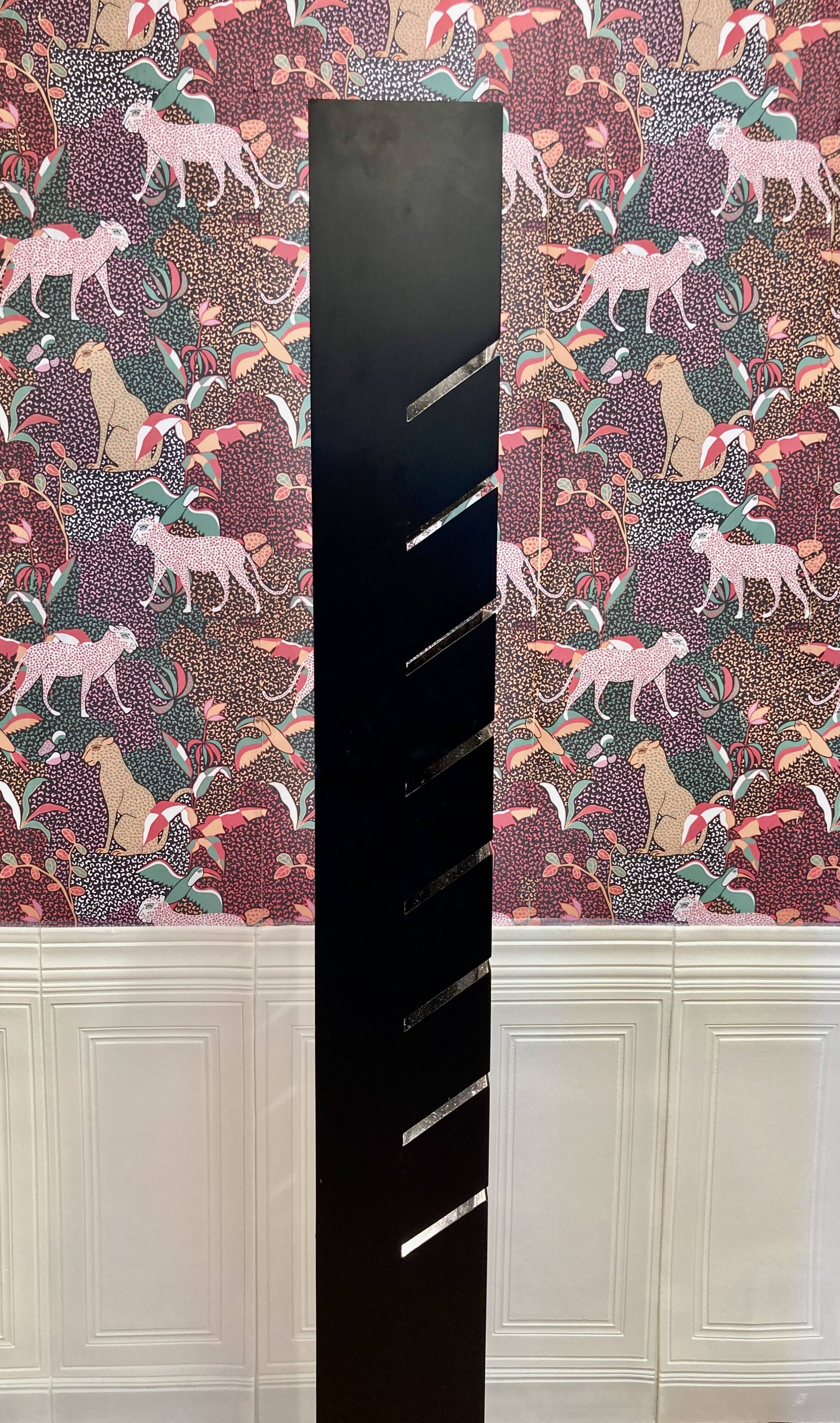 Black steel floor lamp