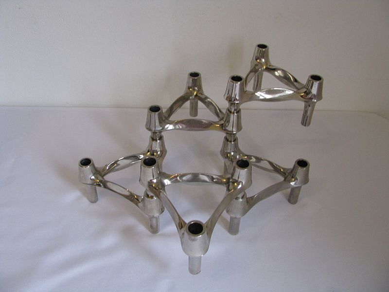 Set Of 5 , 1970s " Bmf " Modular Candle Holders Designed By Fritz Nagel & Ceasar Stoffi