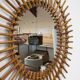 XL sun mirror in rattan, France circa 1960
