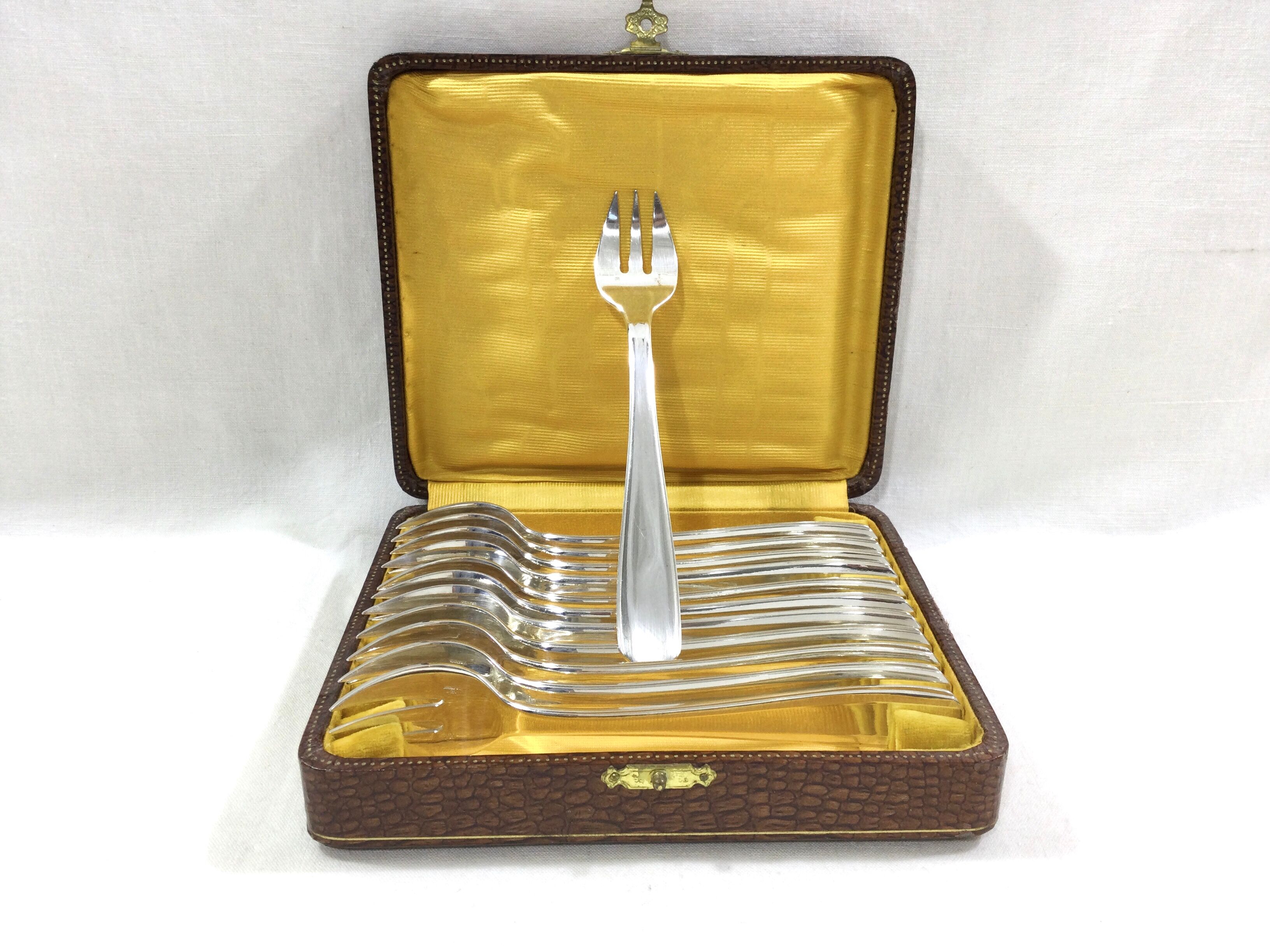 12 fourchette à huître art deco Alfenide Christofle