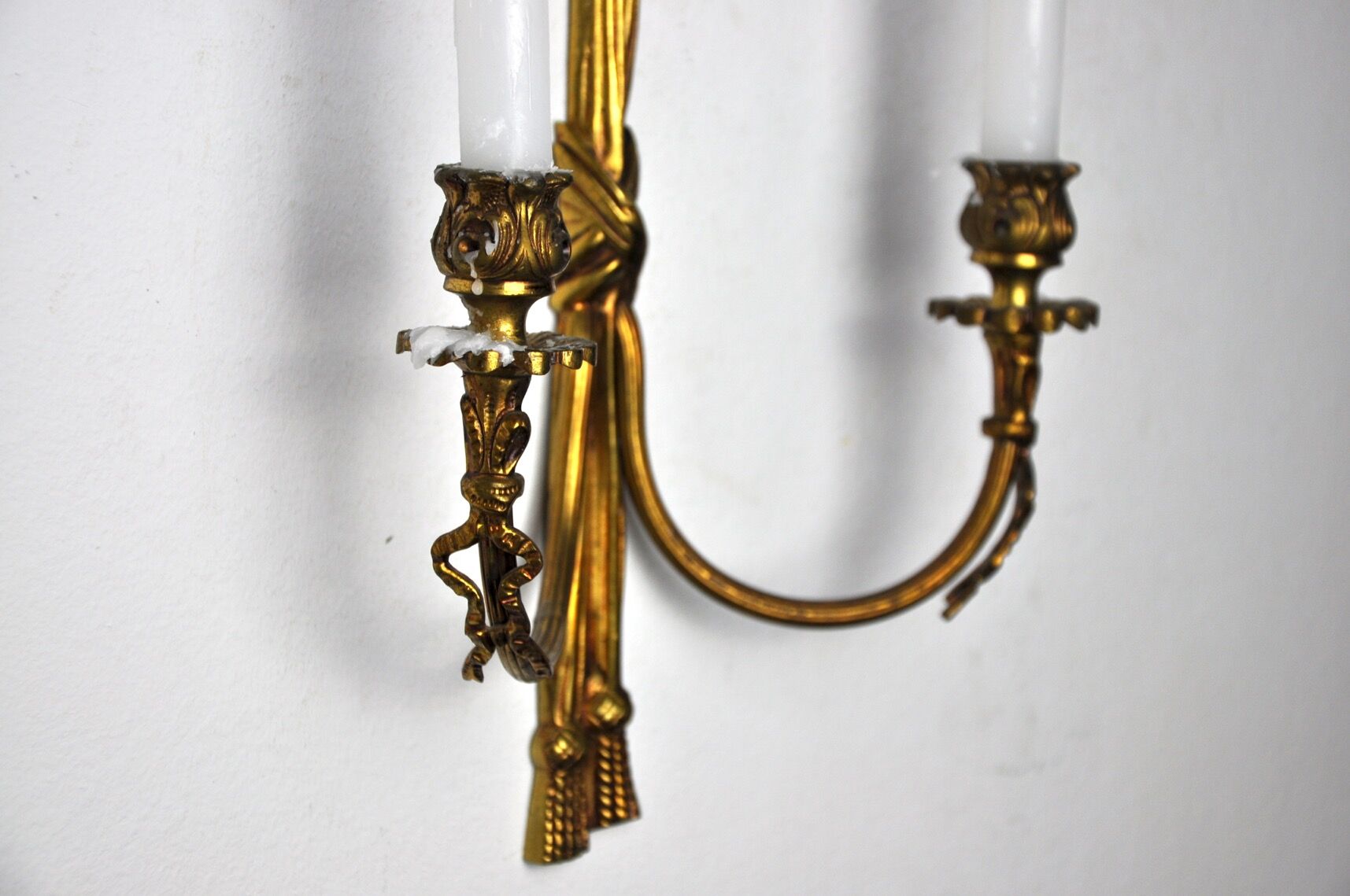 Pair of brass candlesticks, France, 1980