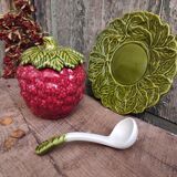 Vintage French set for jam, in the form of a strawberry