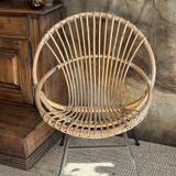 Wicker shell armchair
