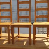 3 solid oak chairs