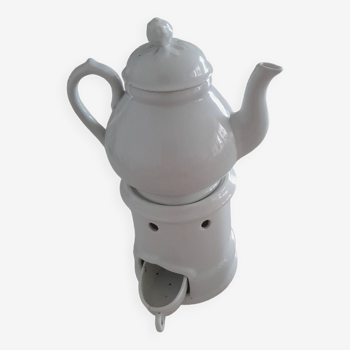 Tisanière théière en porcelaine avec système de maintien au chaud