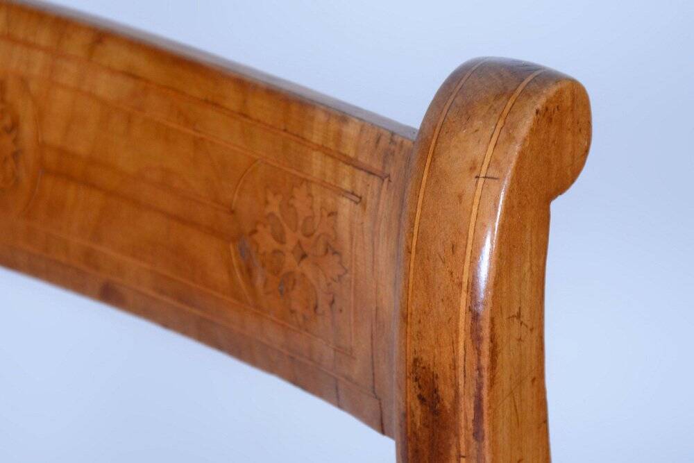 Biedermeier Chair in Cherry Tree & Rattan, Austria, 1830s