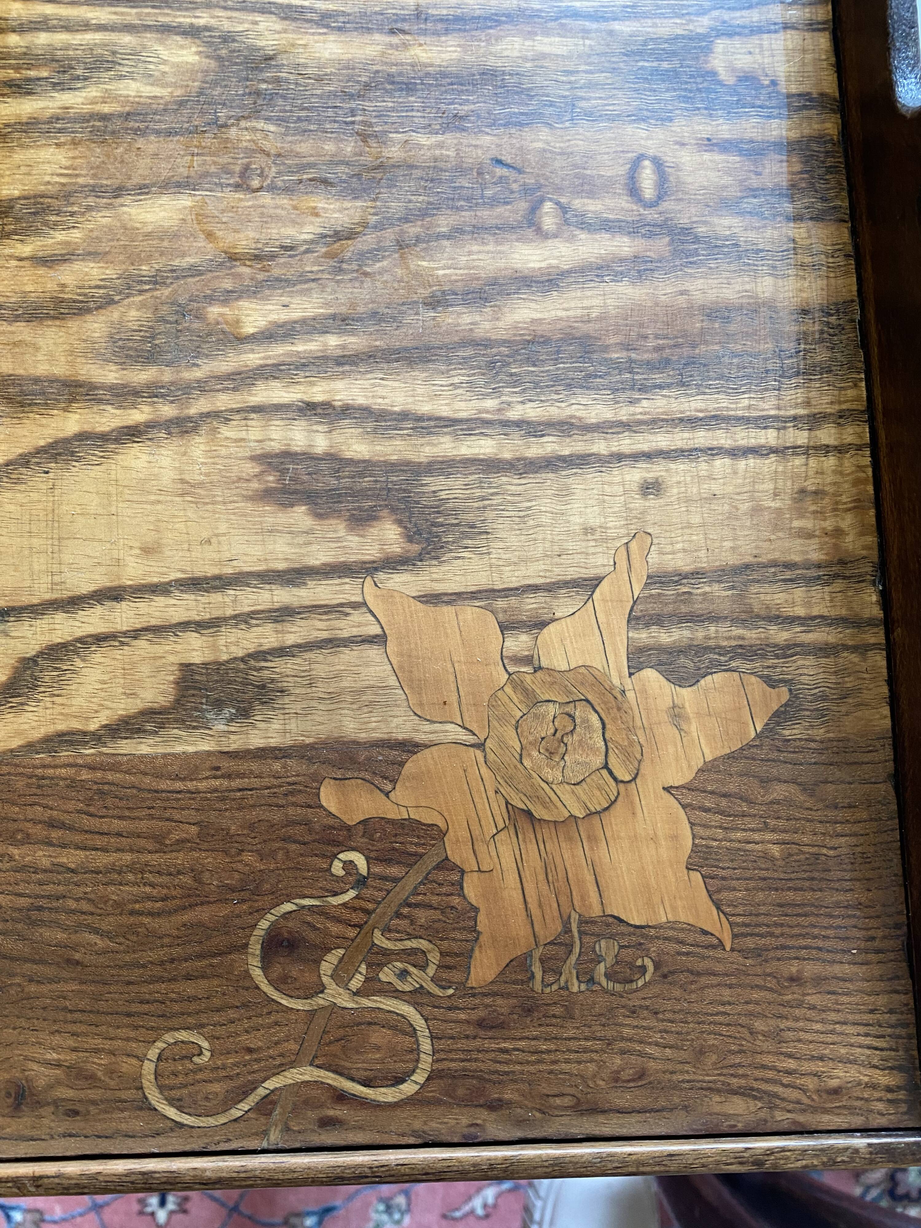 Side table marquetry Art Nouveau Emile Gallé