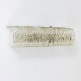 Wall-mounted mirror sconce by J.T. Kalmar, brass and textured glass, Austria, 1950s.