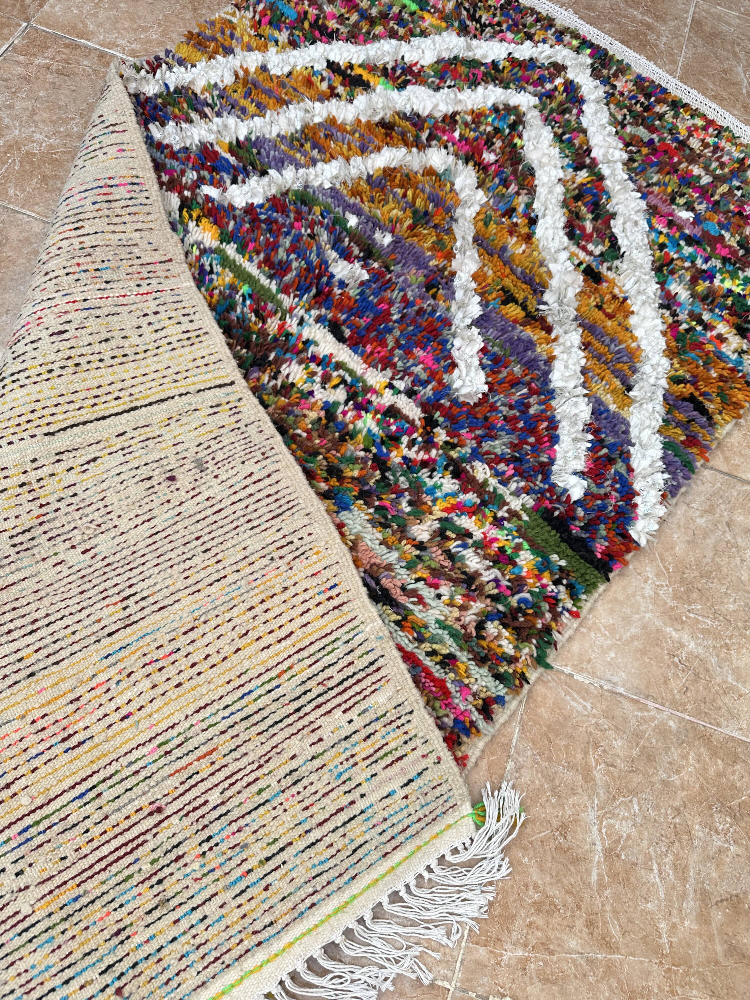 Handmade Azilal Moroccan rug, Berber rug woven from wool.