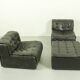 De Sede DS-11 modular lounge set – black leather, 1970s Swiss design