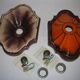 Ensemble de 2 lampes allemandes orange de mur en céramique de la lave de la 1960 / 70s