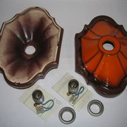 Ensemble de 2 lampes allemandes orange de mur en céramique de la lave de la 1960 / 70s