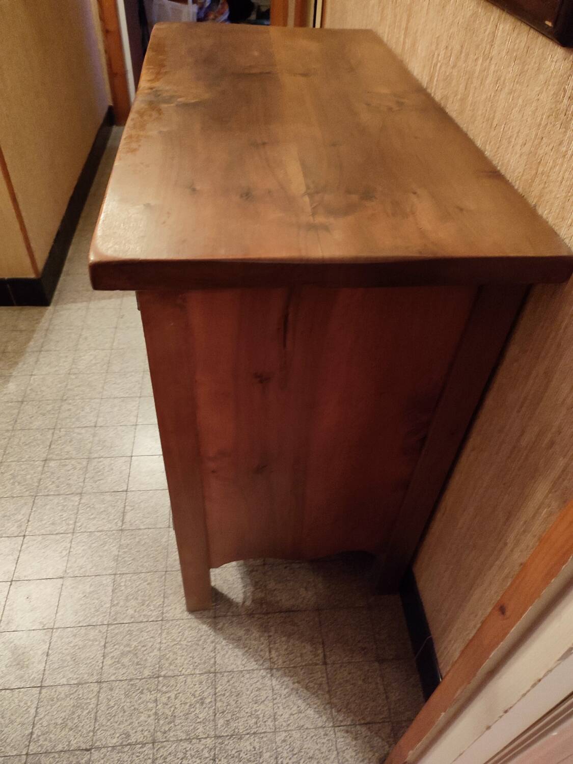 Small solid walnut pedestal sideboard