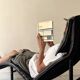 Scandinavian design chaise longue in black leather by Tord Björklund, Sweden 1970.