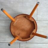 Baumann low stool from the 60s in brown leatherette