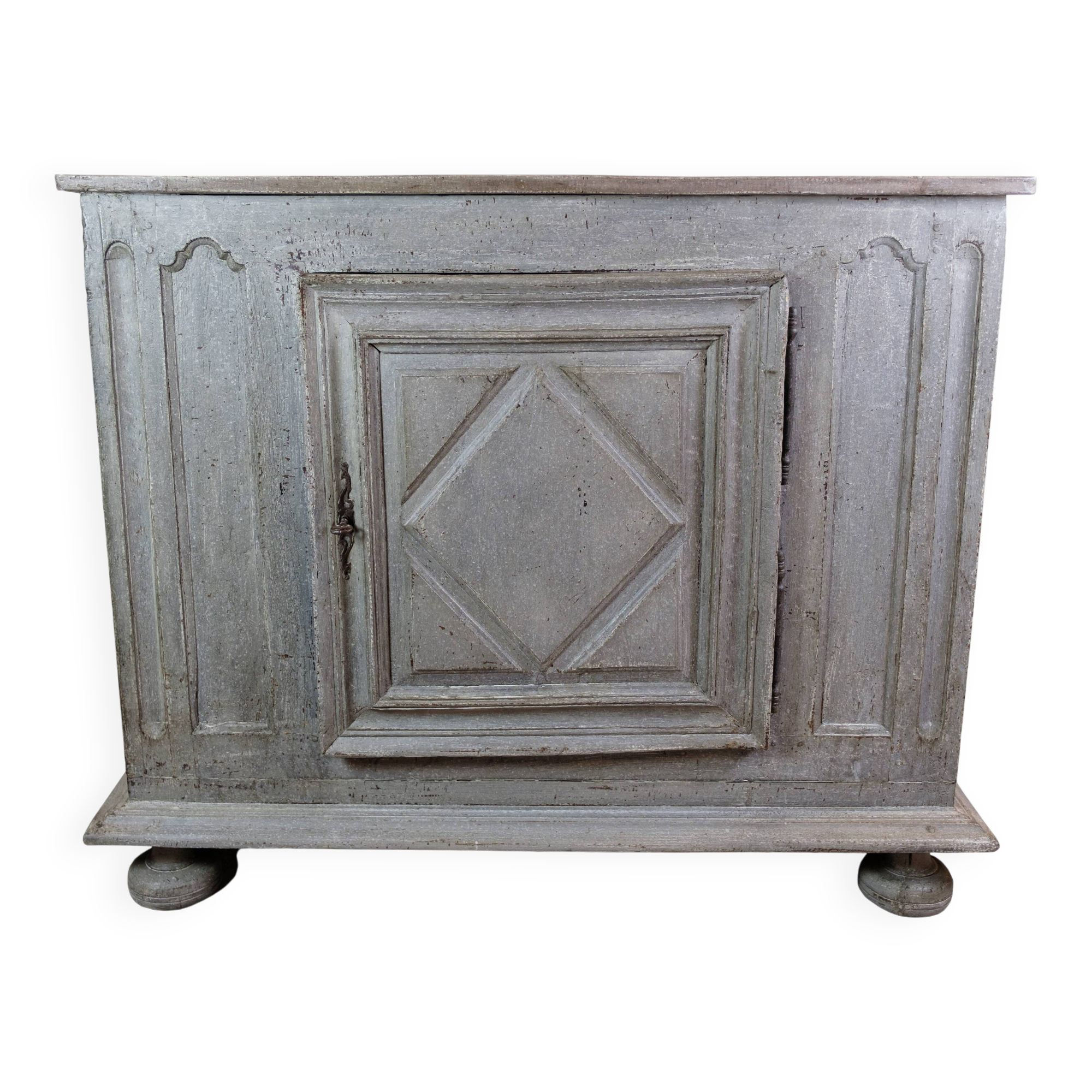 Original Painted Food Cabinet Grey Colour, Spanish Origin From 1720s