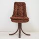 4 chaises en velours marron, 1970