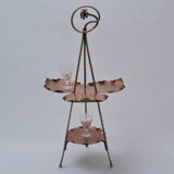 Présentoir à gâteaux antique en laiton, bambou et cuivre, acanthe, mouvement esthétique, Townshends, années 1880