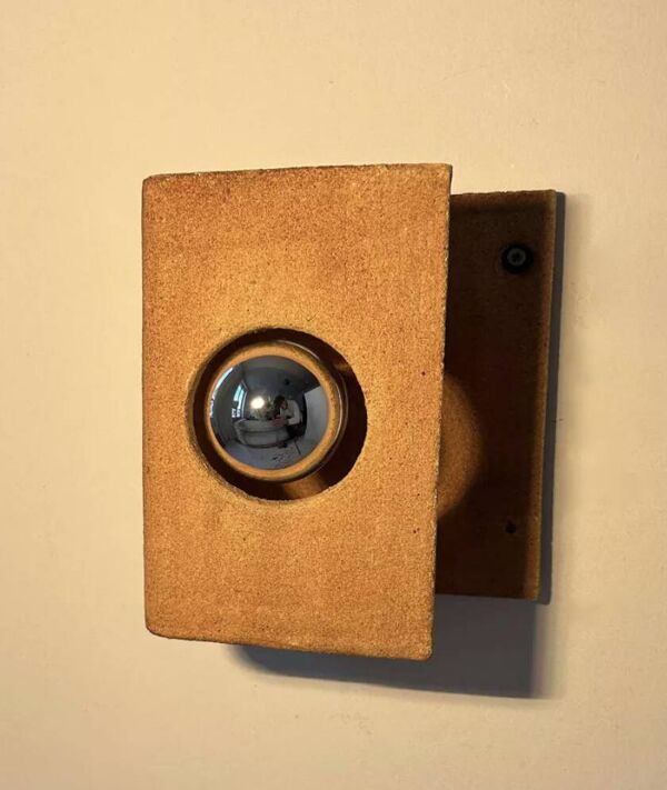 Applique vintage terre brute chamottée, Guy Bareff, France 1970