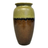 Lime green, black and brown ceramic vase.