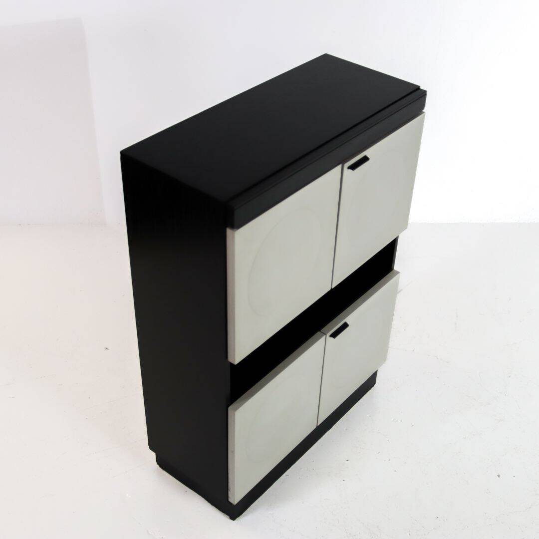 Black and White Oak Brutalist Bar Cabinet