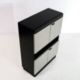 Meuble bar brutaliste en chêne noir et blanc