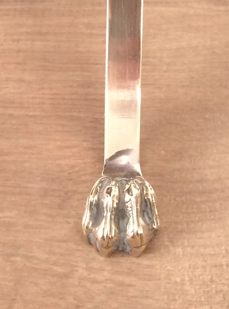 Neoclassical magazine rack in mahogany and brass