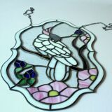 Handmade large window picture made of glass and metal, tiffany style, vintage