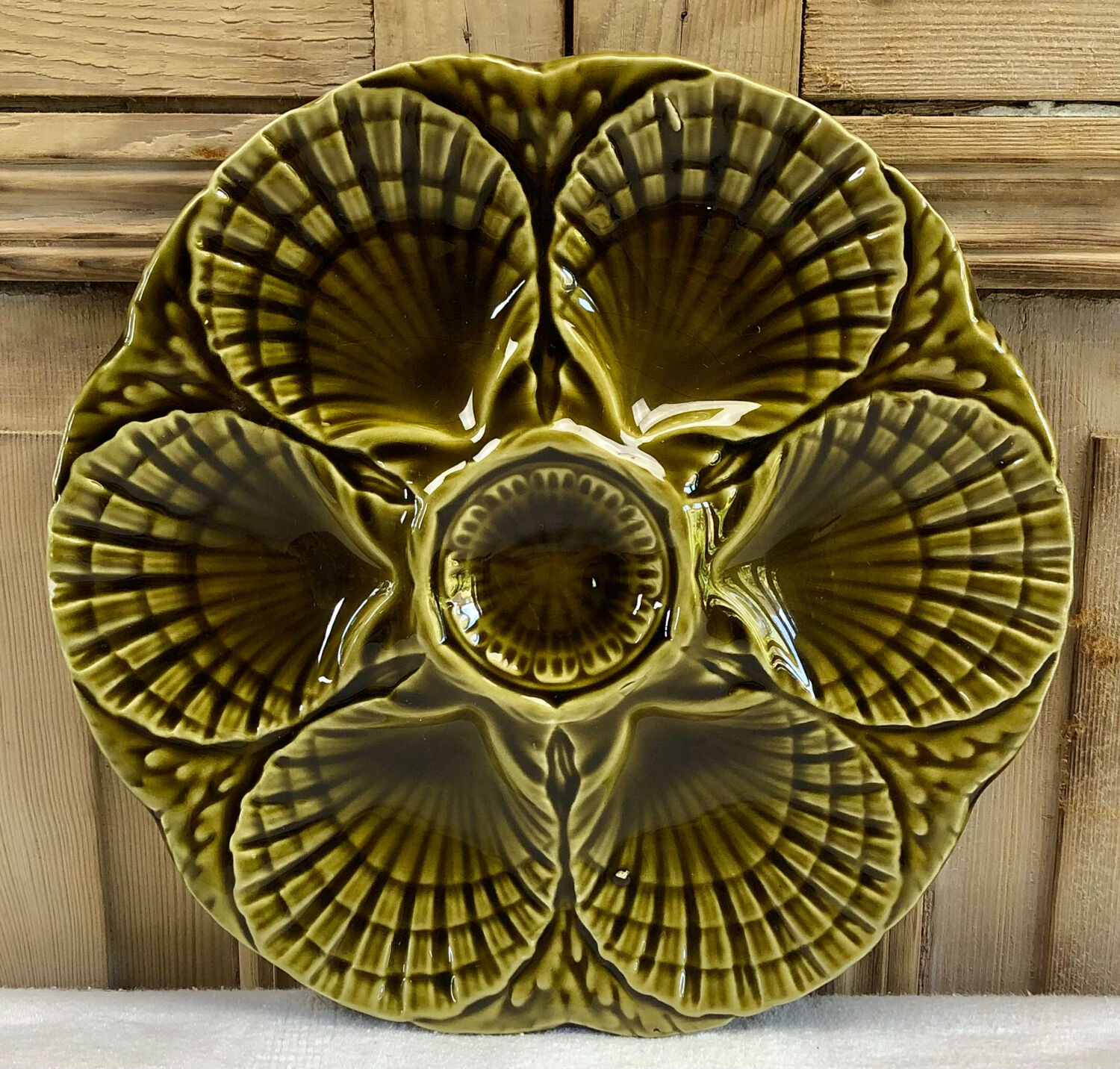 Lot 6 plates of oysters barbotine Sarreguemines