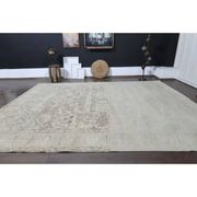 1970s Vintage Persian Handmade Wool Cotton Beige Area Rug 285x370