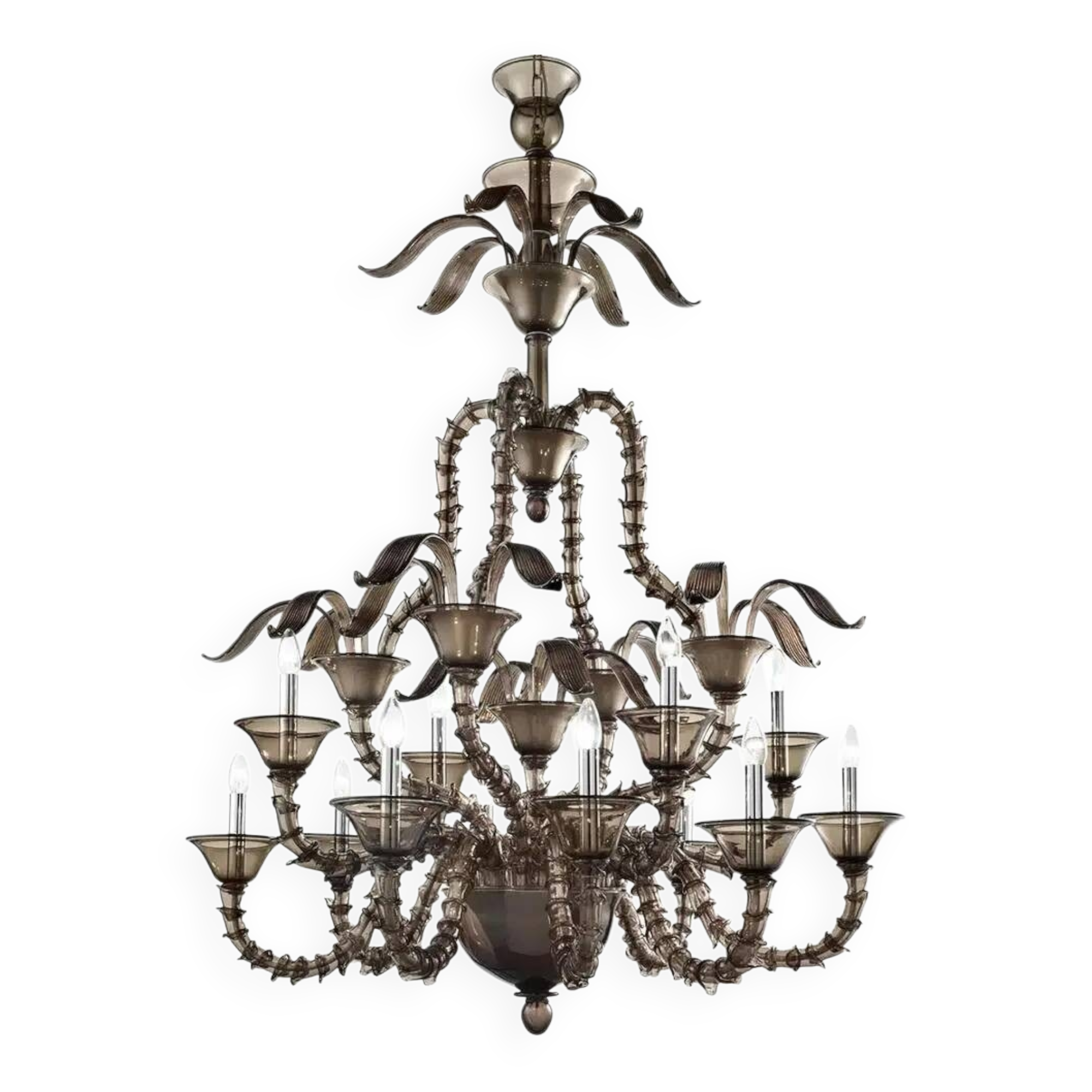 Handcrafted Modern Fumé Murano Glass Chandelier by Simoeng for Simoeng