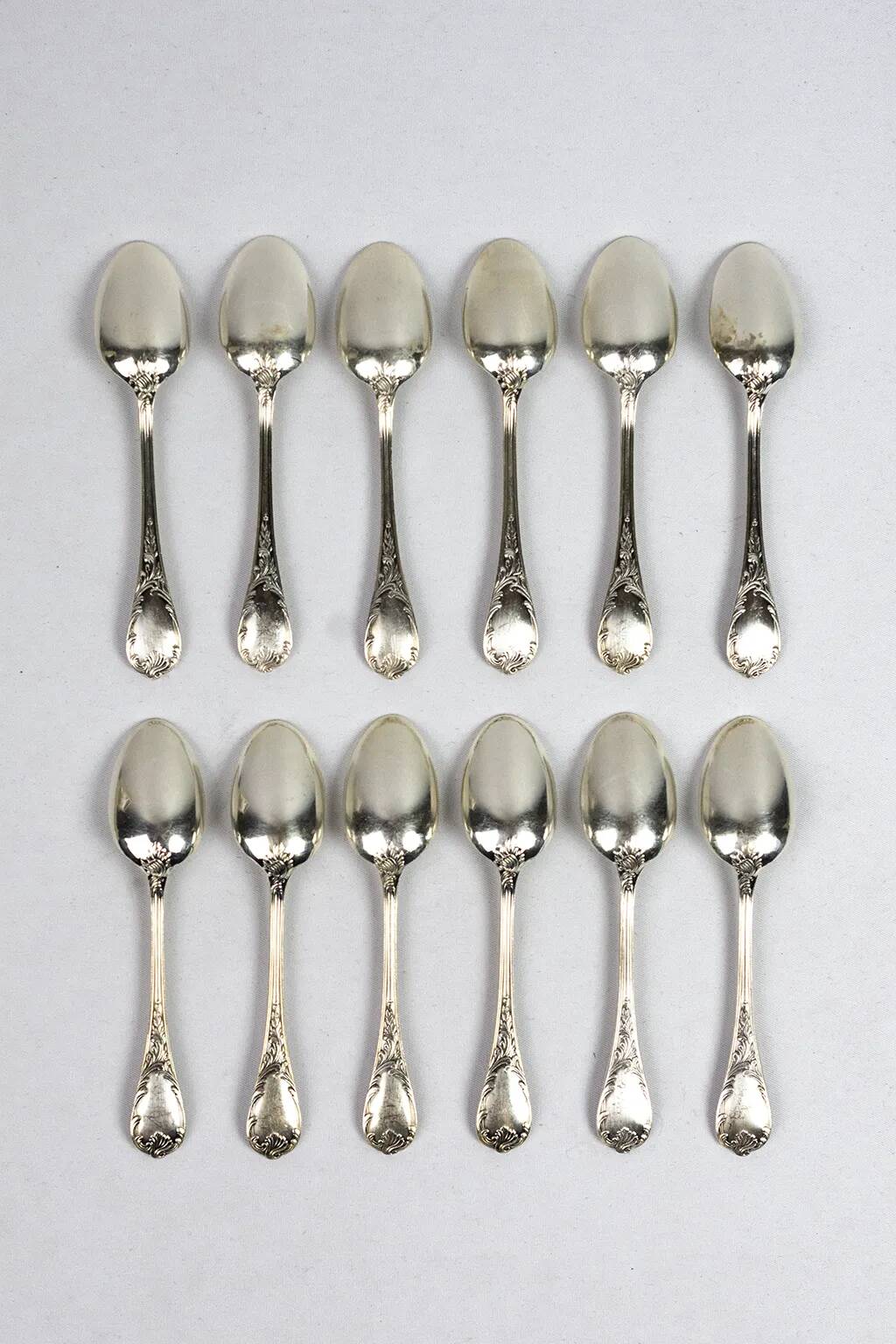 Christofle — 12 “Marly” silver-plated teaspoons, in their case
