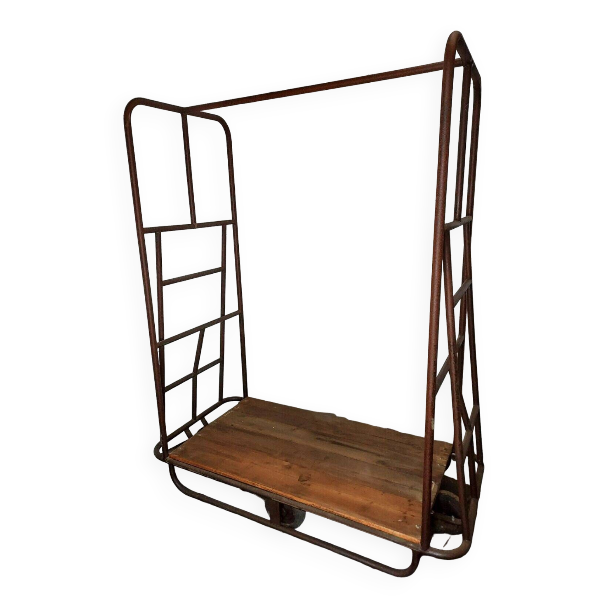 Iron and wood industrial trolley / clothes rack