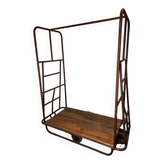 Iron and wood industrial trolley / clothes rack