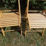 pair of vintage wooden folding chairs