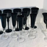 Stemmed glasses, vintage black flutes