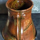 Pottery pitcher of La Borne in glazed stoneware art populaire