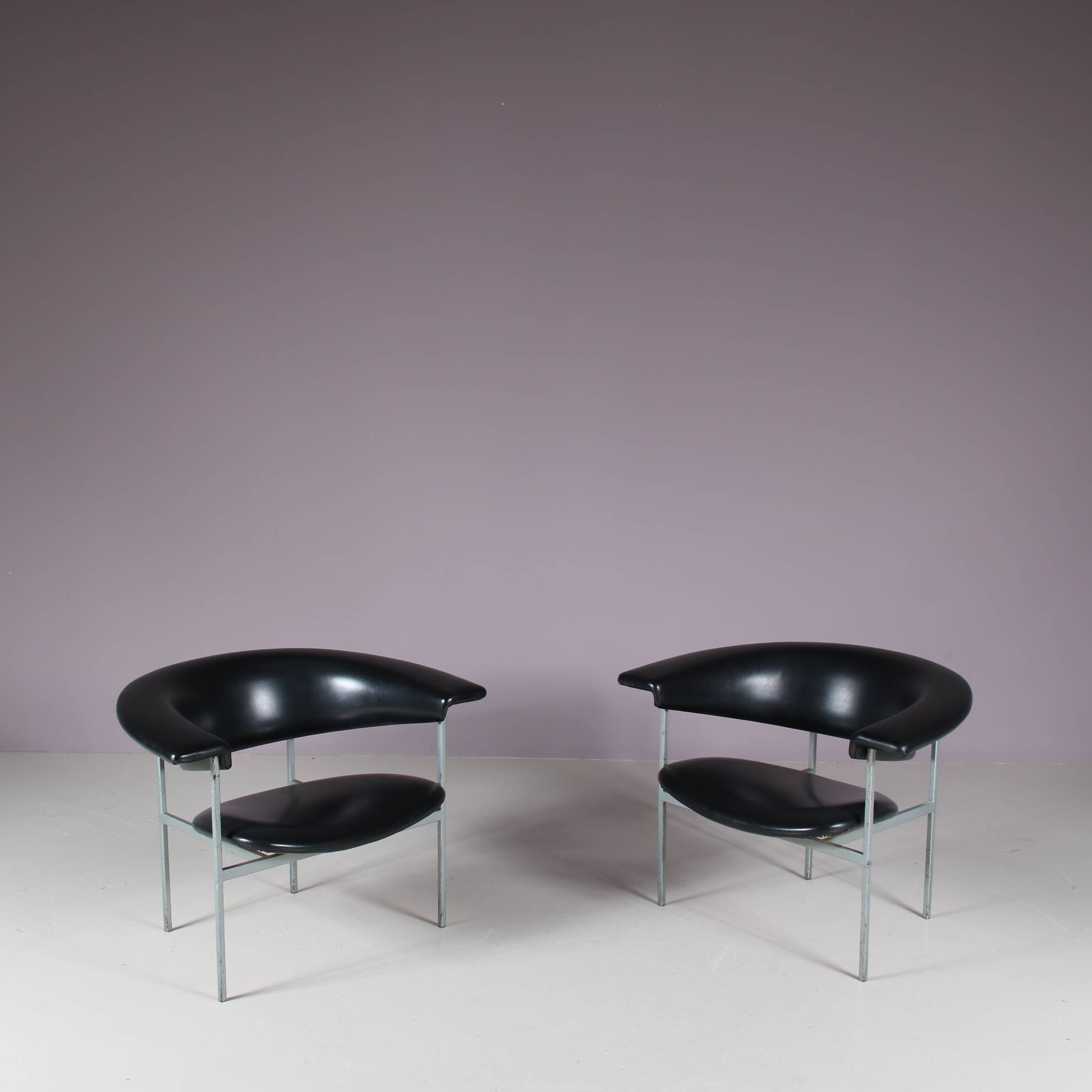 1960s Pair of “Meander Gamma” Chairs by Rudolf Wolf for Gaasbeek & Van Tiel, Netherlands