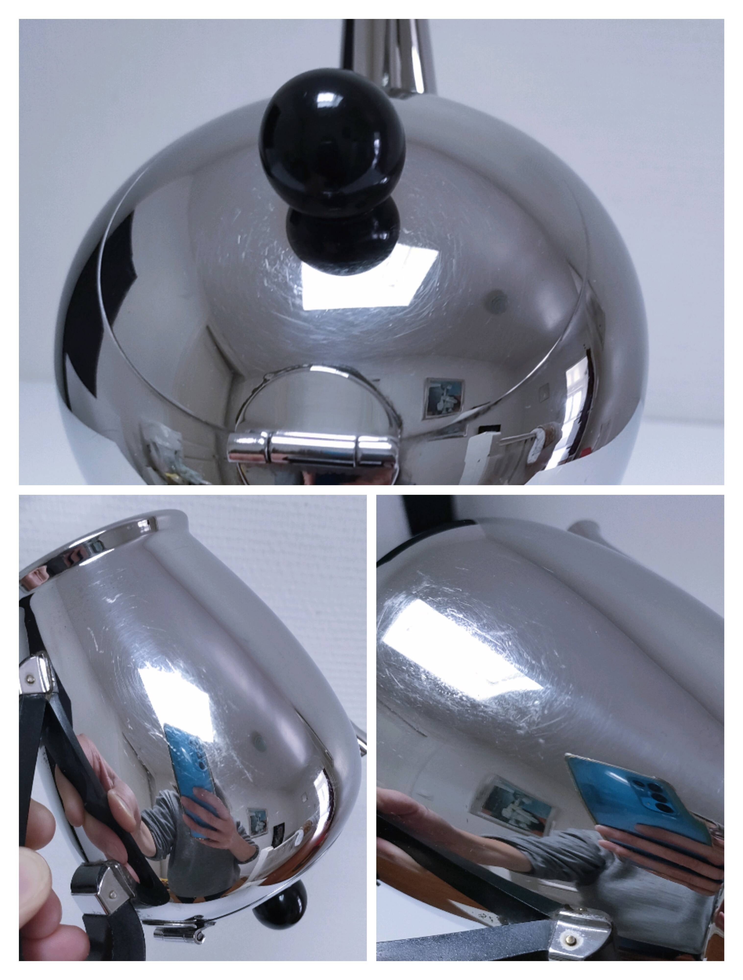 Cafetière théière "Bombé" Carlo Alessi inox vintage