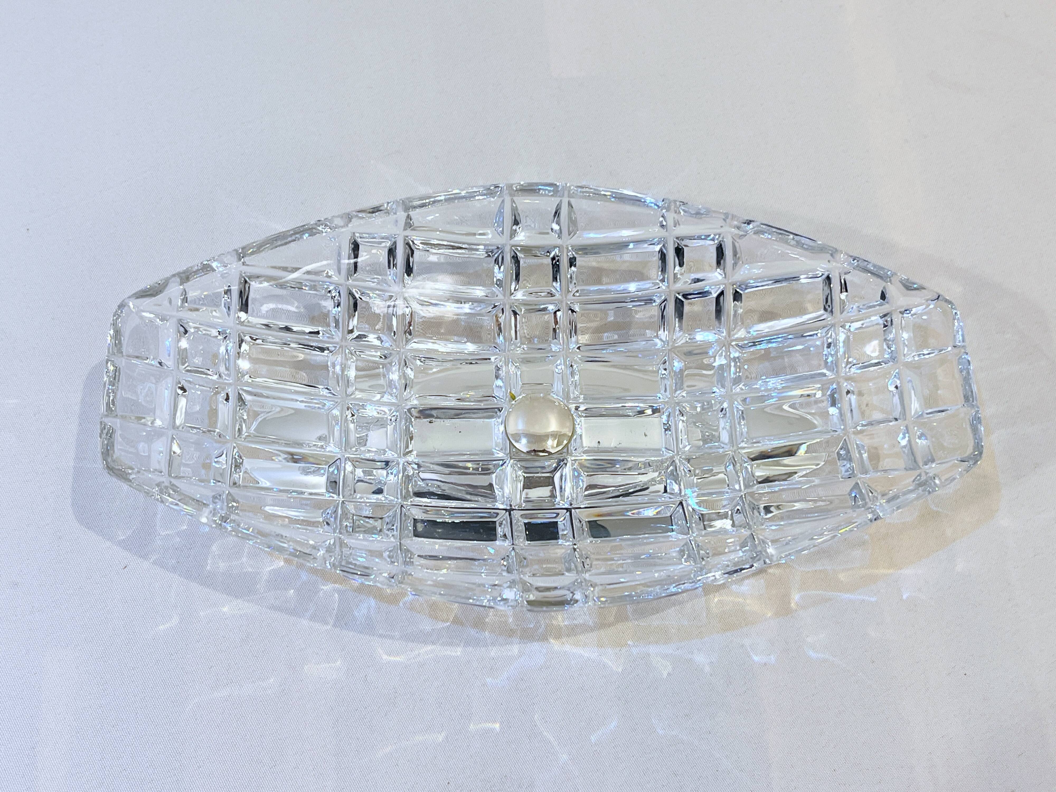 Art deco fruit bowl in crystal and metal husser strasbourg 1960 flat