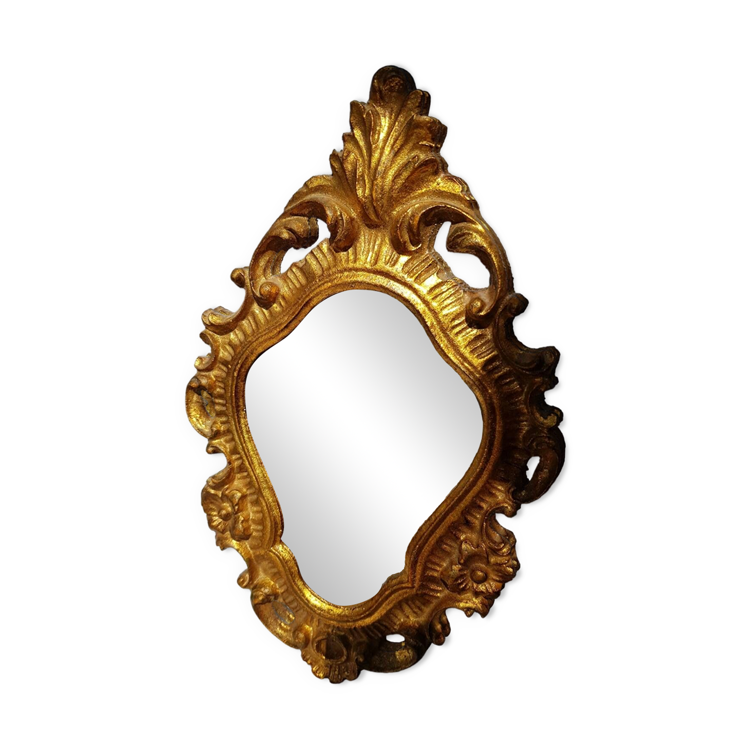 Miroir vintage doré en bois fabriqué en Italie