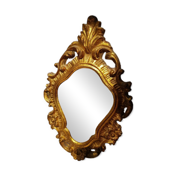 Miroir vintage doré en bois fabriqué en Italie